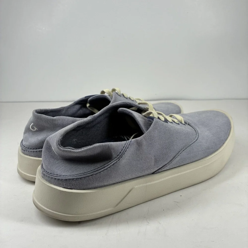 OluKai Tradewind Men's 9 Navy Chambray Linen Casual Everyday Sneakers 10533-5454